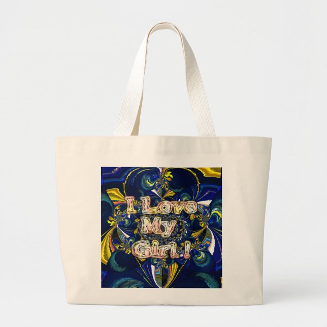Grand Tote Bag Personnalisez votre amour Infinité : J'aime ma fil (Devant)