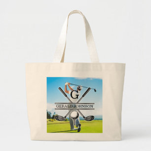 Grand Tote Bag Personnalisez votre image Golf Monogramme Design