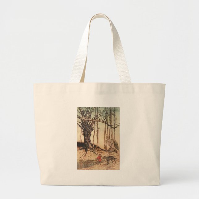 Grand Tote Bag Petit Chaperon Rouge effrayant (Devant)