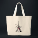 Grand Tote Bag Petit chien à Paris de le<br><div class="desc">Tour Eiffel lunatique de Boston Terrier</div>