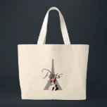 Grand Tote Bag Petit chien à Paris de le<br><div class="desc">Tour Eiffel lunatique de Boston Terrier</div>