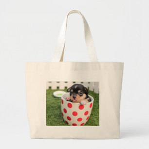 Grand Tote Bag Petit chien dans la tasse