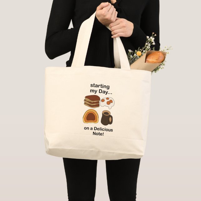 Grand Tote Bag Petit déjeuner : commencer ma journée sur une note (Devant (produit))