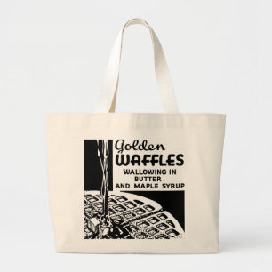 Grand Tote Bag Petit déjeuner d'or de gaufres