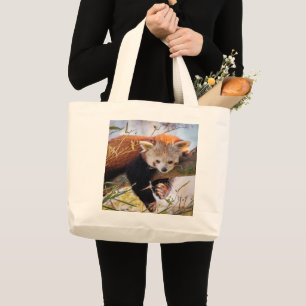Grand Tote Bag Petit panda rouge pâle