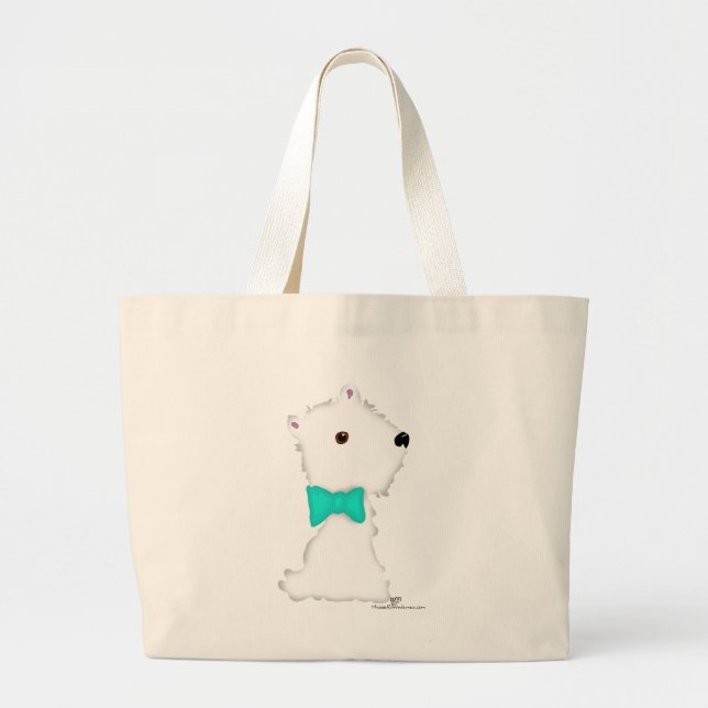 Grand Tote Bag Petit Westie assis (Devant)