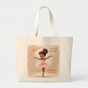 Grand Tote Bag Petite danseuse en tutu rose personnalisé