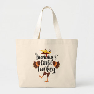 Grand Tote Bag Petite maman Turquie mignonne famille Thanksgiving