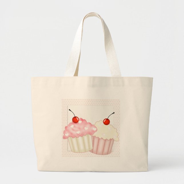 Grand Tote Bag Petits gâteaux roses (Devant)