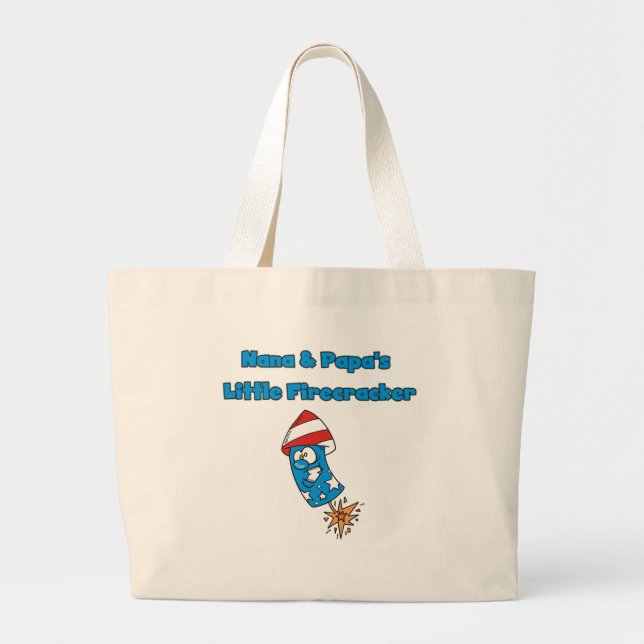Grand Tote Bag Peu de T-shirts de pétard de Nana et du papa (Devant)