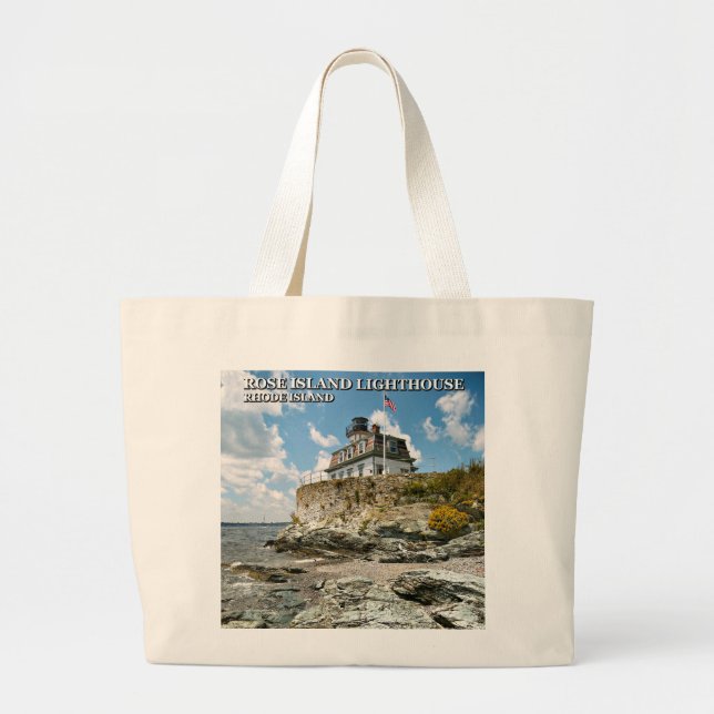 Grand Tote Bag Phare de l'île rose, Rhode Island (Devant)