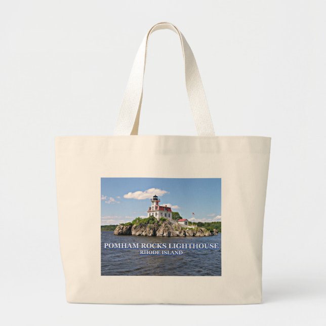Grand Tote Bag Phare de Pomham Rocks, Rhode Island (Devant)