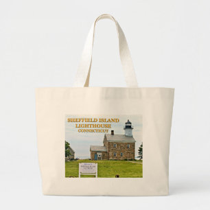 Grand Tote Bag Phare de Sheffield Island, Connecticut