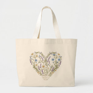 Grand Tote Bag Pharmacie Apothicaire Fleur de Coeur Botanique
