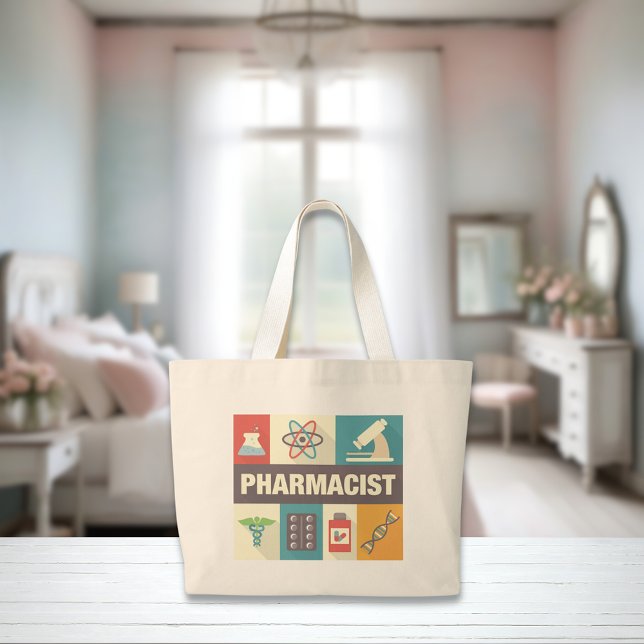 Grand Tote Bag Pharmacien Professionnel Iconique Conçu (Créateur téléchargé)