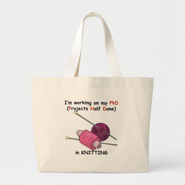 Grand Tote Bag PhD dans le tricot (Devant)
