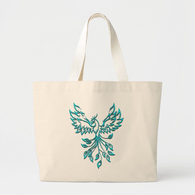 Grand Tote Bag Phénix bleu sarcelle s'élève (Devant)