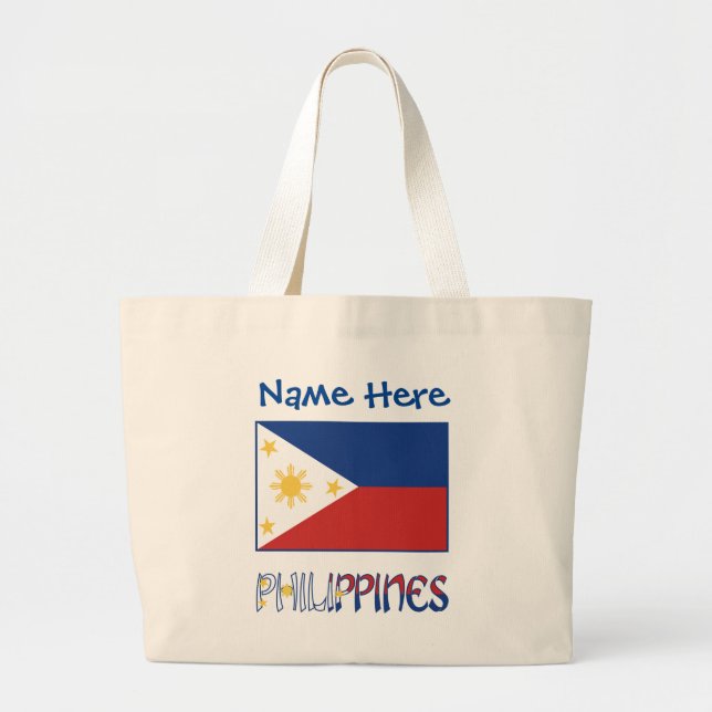 Grand Tote Bag Philippine Drapeau bleu Personnalisation (Devant)