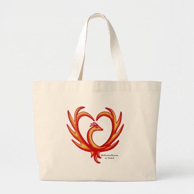 Grand Tote Bag Phoenix Heart, MeWarriorWoman sur Twitch (Devant)