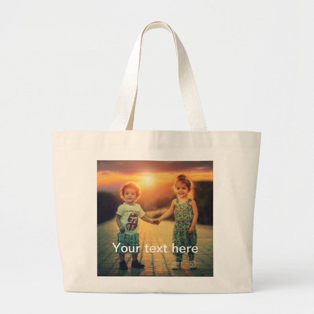 Grand Tote Bag Photo et texte faits sur commande (Devant)