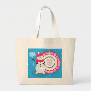 Grand Tote Bag Photo modèle Happy Holidays Snowman