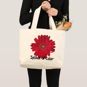 Grand Tote Bag Photographie de près de Marguerite de Gerber rouge