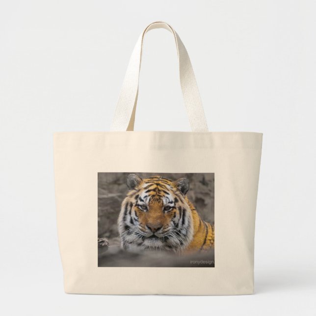 Grand Tote Bag Photographie de tigre sibérien (Devant)