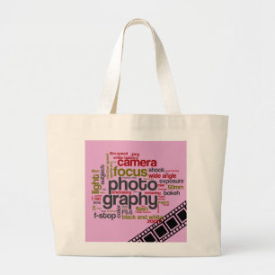 Grand Tote Bag Photographie Texte Art - Rose