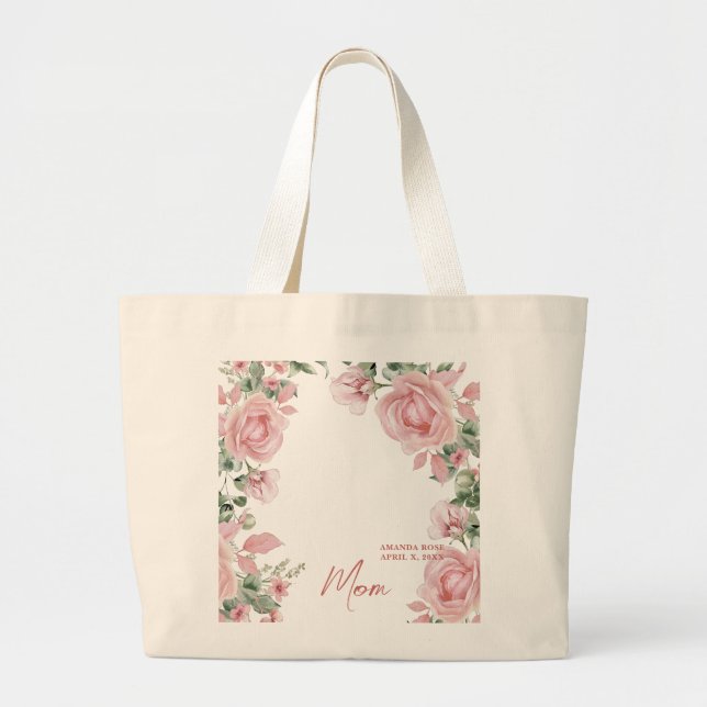Grand Tote Bag Photos florales de maman rose (Devant)