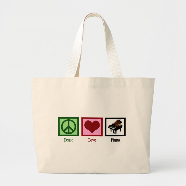 Grand Tote Bag Piano d'amour de paix (Devant)