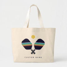 Pickleball Nom personnalisé Pagaies rayées Bleu