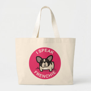 Grand Tote Bag Pie Brindle rose je parle Frenchie