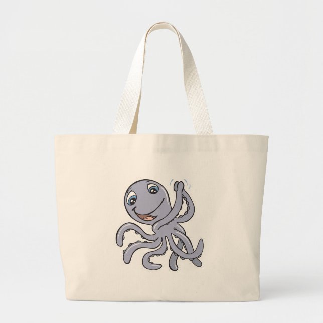 Grand Tote Bag pieuvre adorable (Devant)