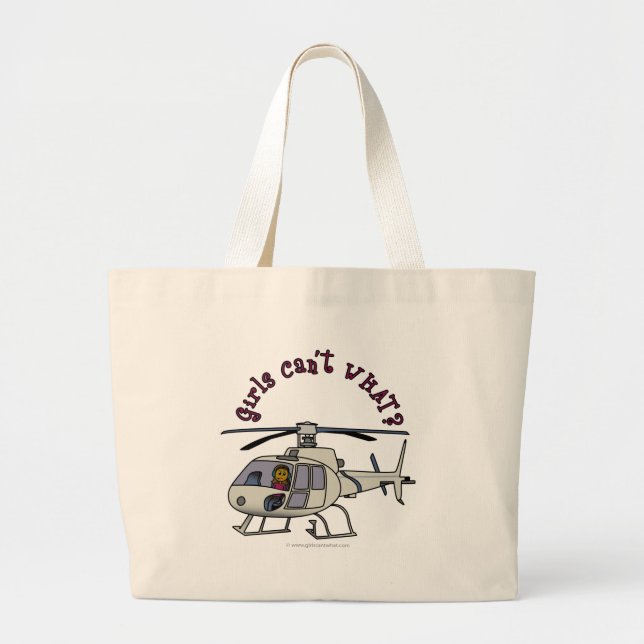 Grand Tote Bag Pilote d'hélicoptère noir (Devant)