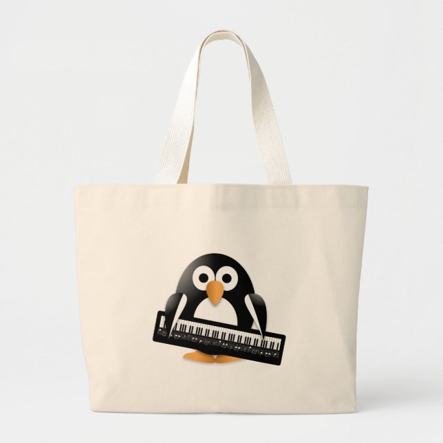 Grand Tote Bag Pingouin avec piano (Devant)