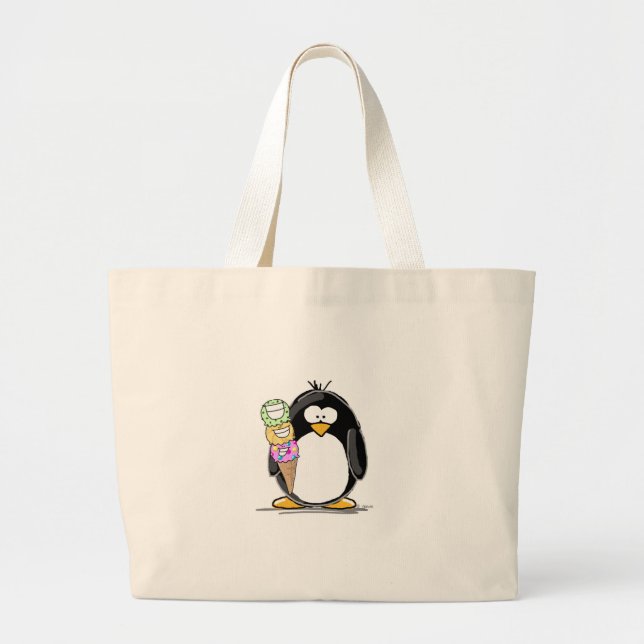 Grand Tote Bag Pingouin de crème glacée (Devant)