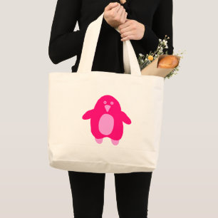 Grand Tote Bag Pingouin en caricature rose