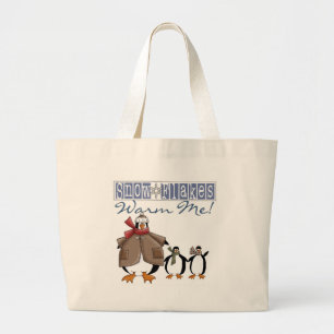 Grand Tote Bag Pingouins de Noël Me réchauffer Pingouins de vacan