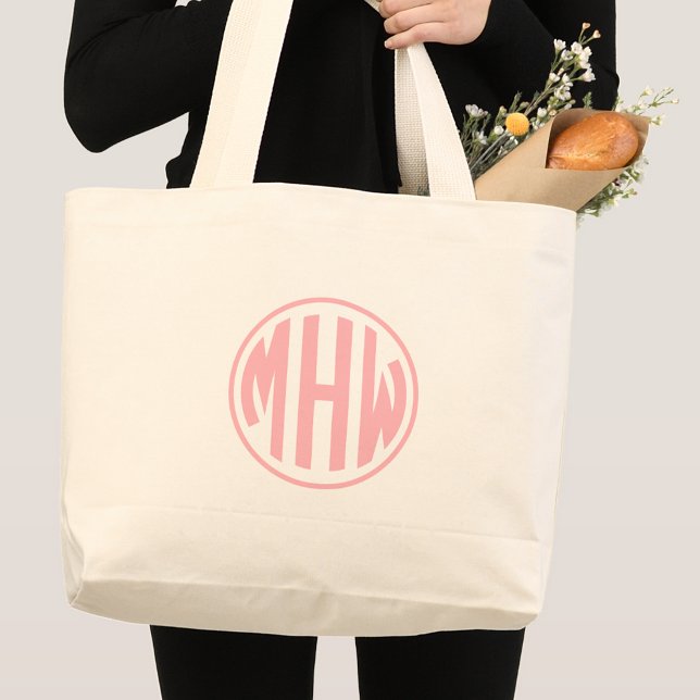 Grand Tote Bag Pink 3 Premier cercle Monogramme Police DO-IT-YOUR (Créateur téléchargé)