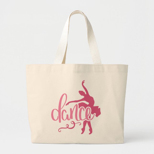 Grand Tote Bag Pink Ballerina Silhouette Ballet Dance (Devant)