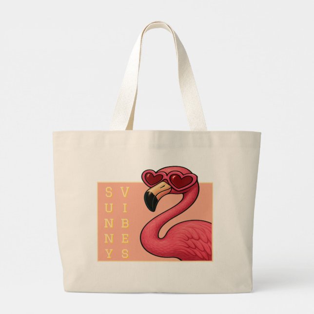 Grand Tote Bag Pink Flamingo Sunny Vibes (Dos)