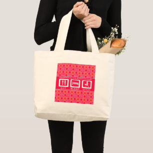 Grand Tote Bag Pink Funny Shopaholic Eat Sleep Shop Award