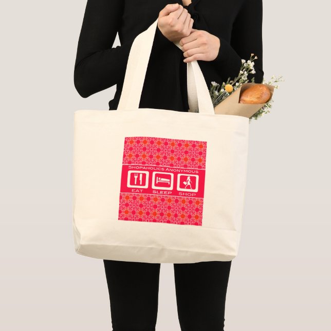 Grand Tote Bag Pink Funny Shopaholic Eat Sleep Shop Award (Devant (produit))