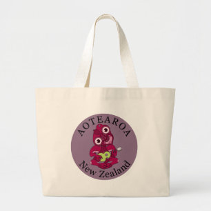 Grand Tote Bag Pink Hei Tiki jouant ukelele