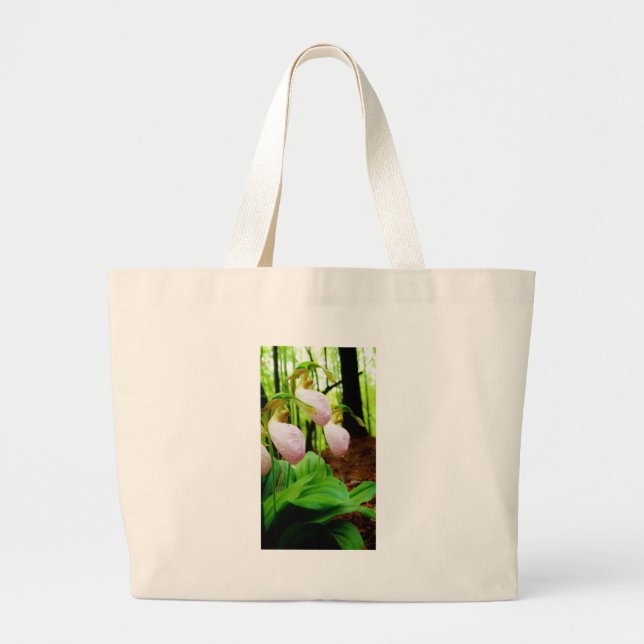Grand Tote Bag Pink Lady Slipper sauvage orchidée (Devant)