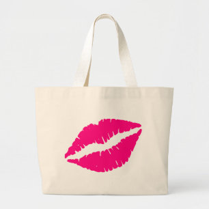 Grand Tote Bag Pink lipstick baiser pop art
