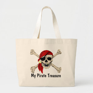 Grand Tote Bag Pirate Treasure Bag, modifier le texte