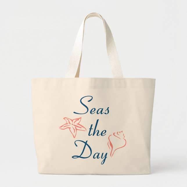 Grand Tote Bag Plage d'été - Citation de bord de mer (Devant)