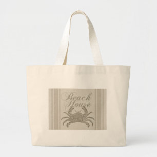 Grand Tote Bag Plage House Crab Seashore