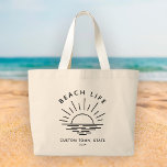 Grand Tote Bag Plage personnalisée Coucher de soleil minimaliste<br><div class="desc">Vibes de plage de Boho ! Portez la magie du coucher de soleil de la ville avec notre jumbo fourre-tout. Personnalisé,  moderne et parfait pour votre vie balnéaire essentiel. 🌅 👜 #BeachLifeStyle #BohoChic</div>